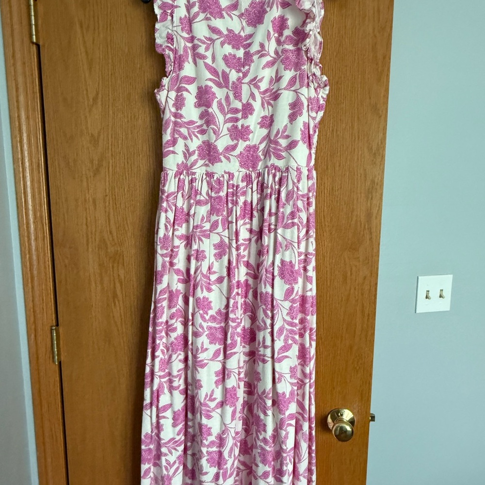 LC Lauren Conrad Pink and White Floral Midi Dress - Picture 9 of 12